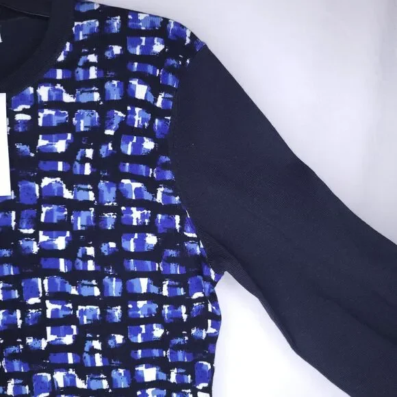 Brooks Brothers Cardigan Womens Small Blue Twinset Abstract Cotton Jersey NWT - Picture 4 of 12